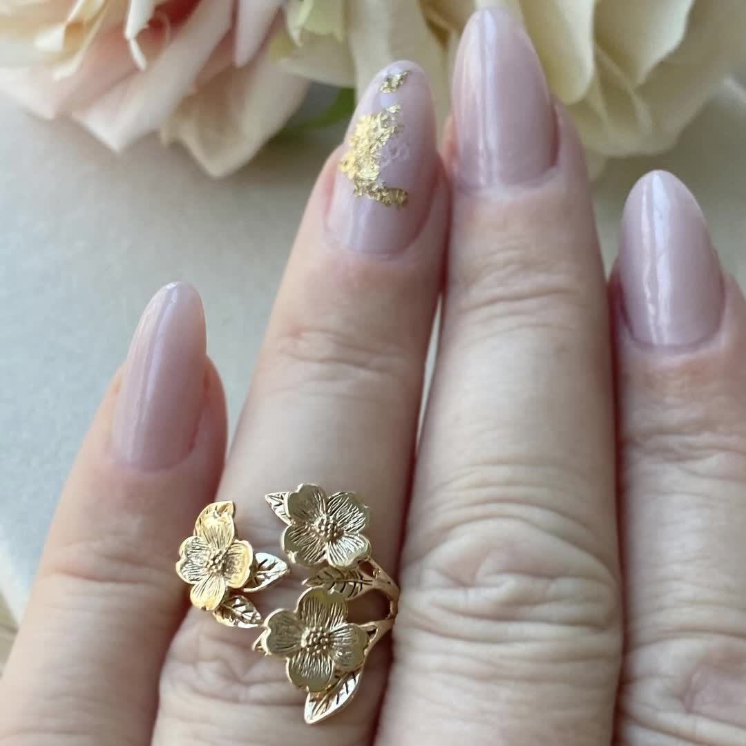 Bohemian Copper Floral Stone Open Ring Middle Eastern Inspired Jewelry